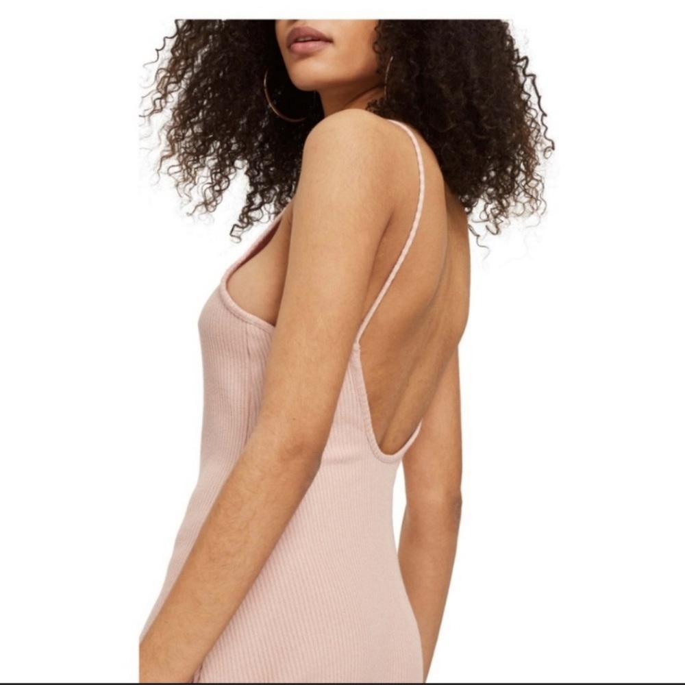 TopShop Blush Pink Ribbed Low Back Dress - Picture 3 of 10